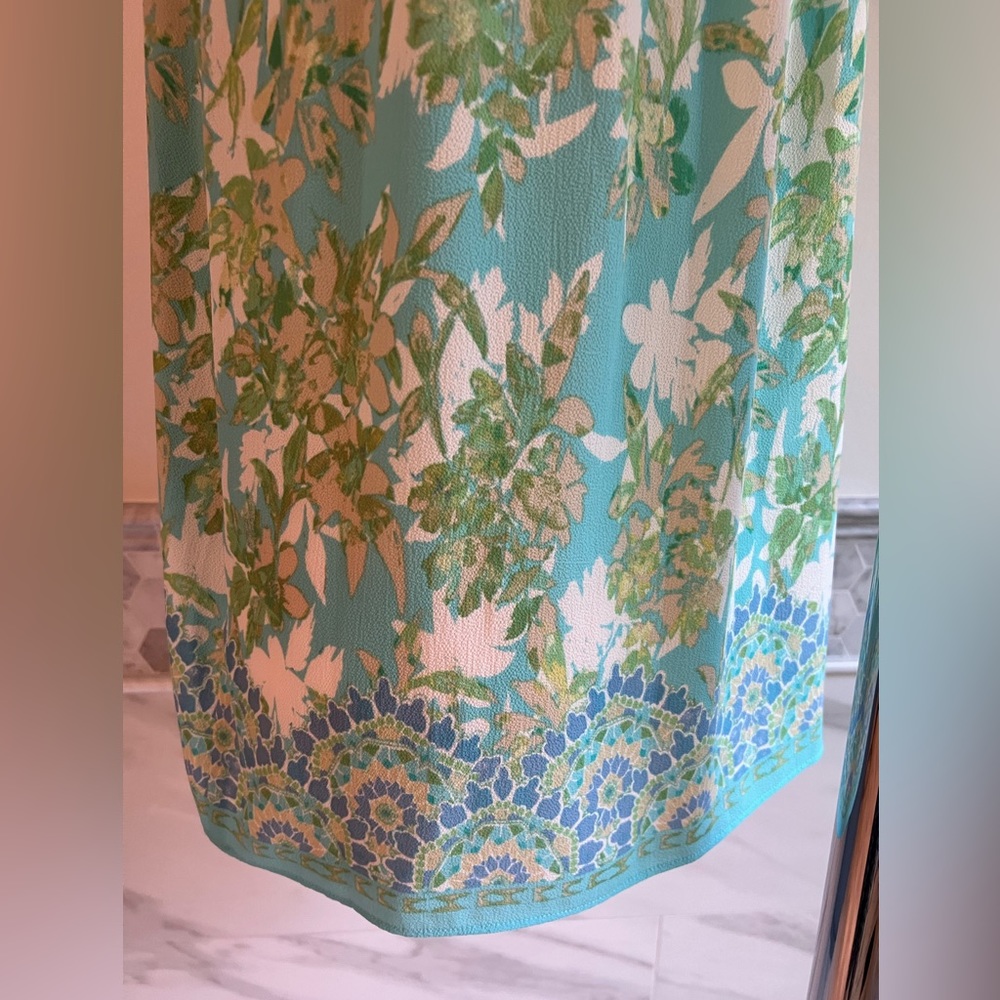 New Sleeveless Tassel Blue Torques Floral Blouses Sz M - Picture 9 of 12